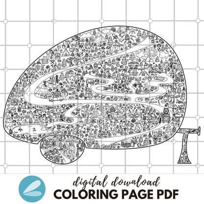 GIANT Camping Coloring Page - Camping Printable PDF - Instant Download