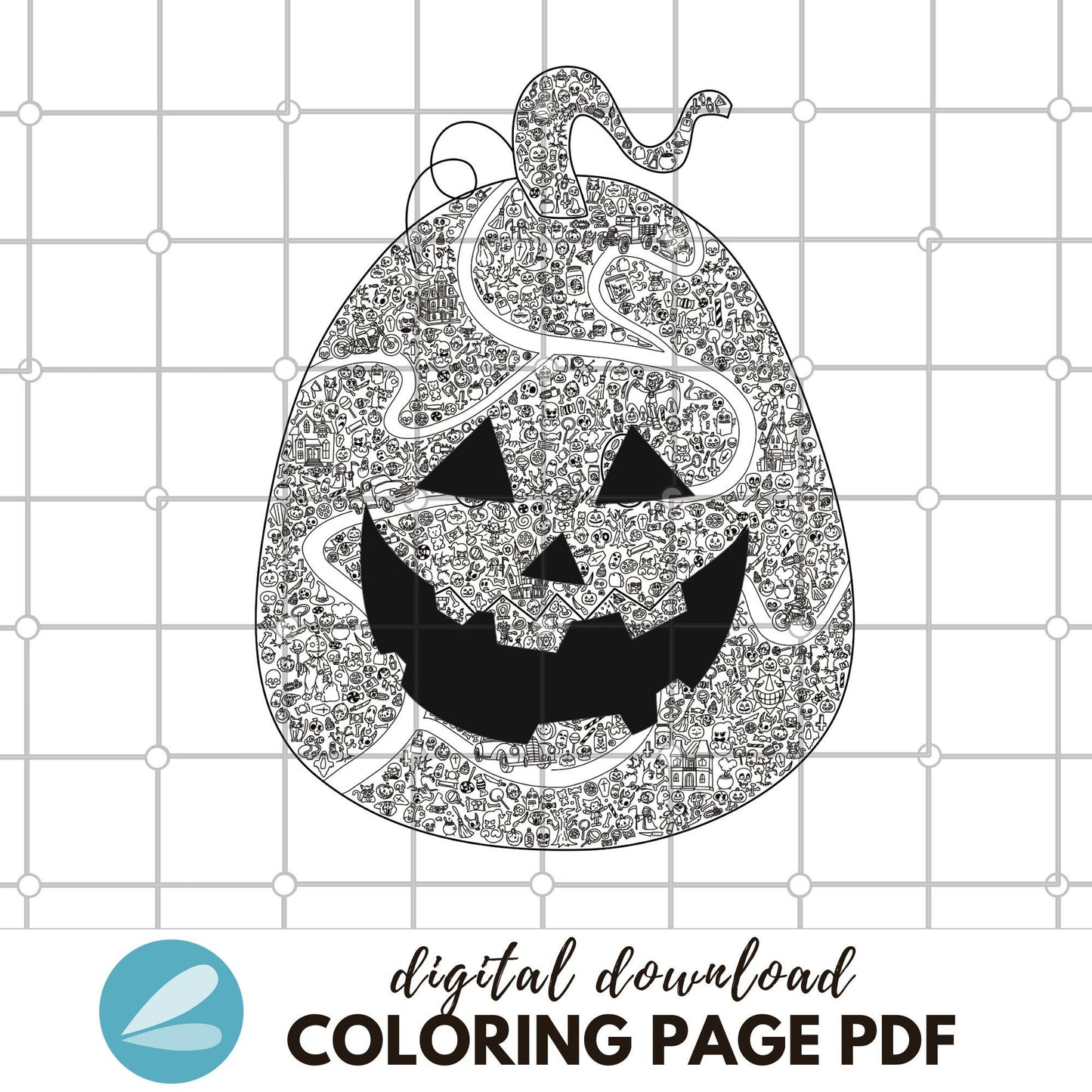 GIANT Halloween Jack-O-Lantern Coloring Page - Jack-O-Lantern PDF - Instant Download