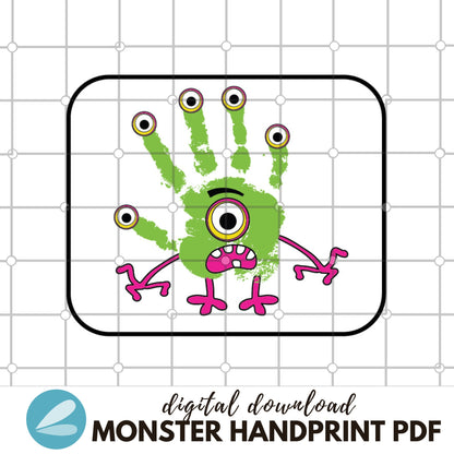 Monster Printable Handprint Art Templates - Monster Handprint ART PDF - Instant Download