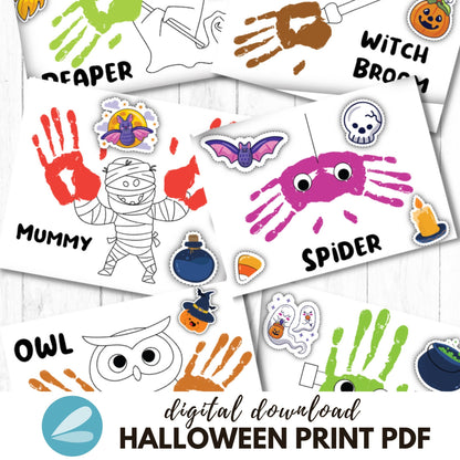 Halloween Printable Handprint Art Templates - Halloween Handprint ART PDF - Instant Download