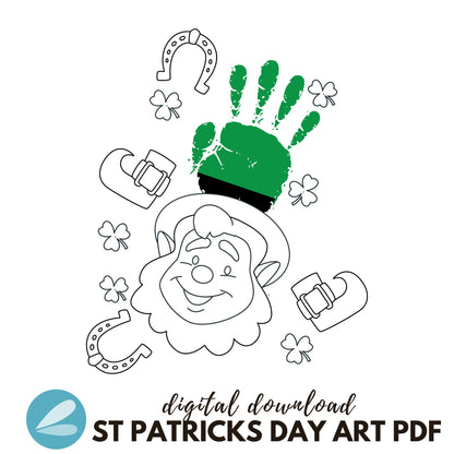 St Patricks Day Printable Handprint Art Templates - Leprechaun Handprint ART PDF - Instant Download