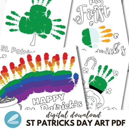 St Patricks Day Printable Handprint Art Templates - Leprechaun Handprint ART PDF - Instant Download