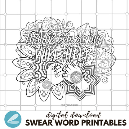Swearing Printable Coloring Pages - Adult Swear Word Coloring Sheets PDF - Instant Download