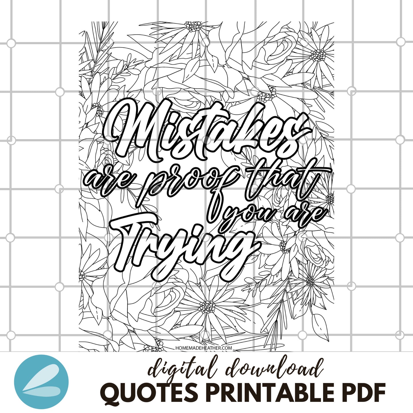 Motivational Quote Printable Coloring Pages - Quote Coloring Sheets PDF - Instant Download