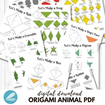 Origami Animal Printable Pages - Animal Origami PDF - Instant Download