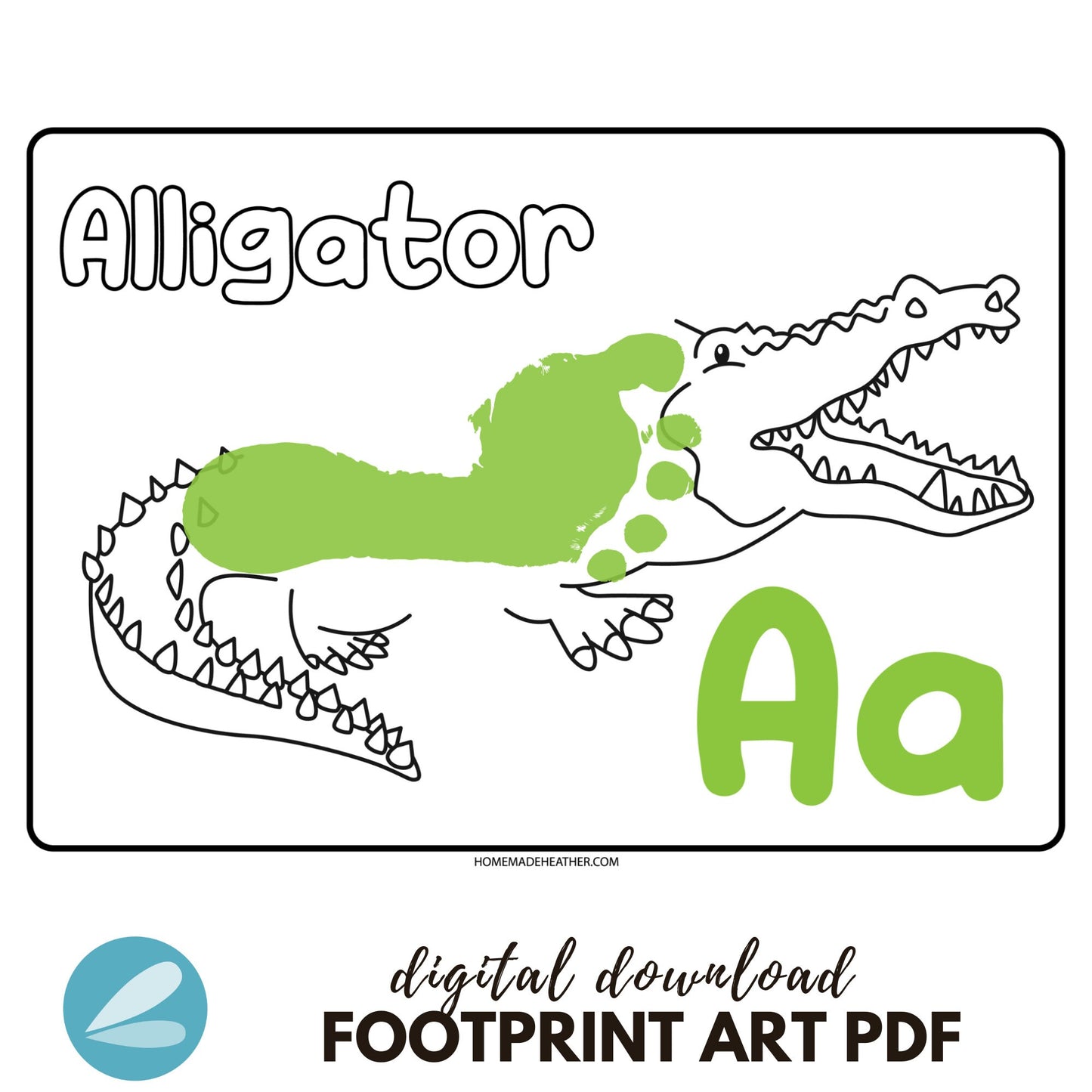 Alphabet Printable Footprint Art Templates - Alphabet Footprint ART PDF - Instant Download