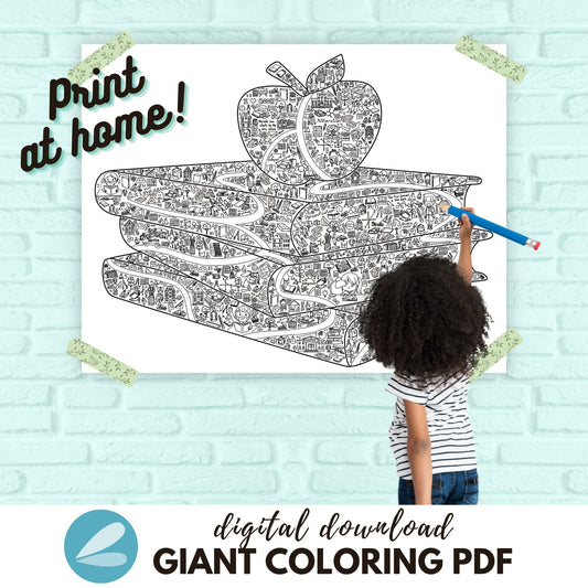 GIANT Back to School Coloring Page - Back to School PDF - Instant Download