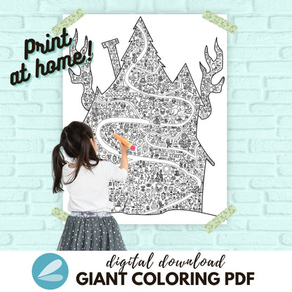 GIANT Halloween Haunted House Coloring Page - Haunted House PDF - Instant Download