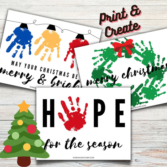 Christmas Handprint Art Printable Templates - Christmas Quote Handprint ART PDF - Instant Download