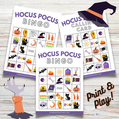 Hocus Pocus Printable Bingo - Hocus Pocus Bingo Game Printable - Halloween Instant Download