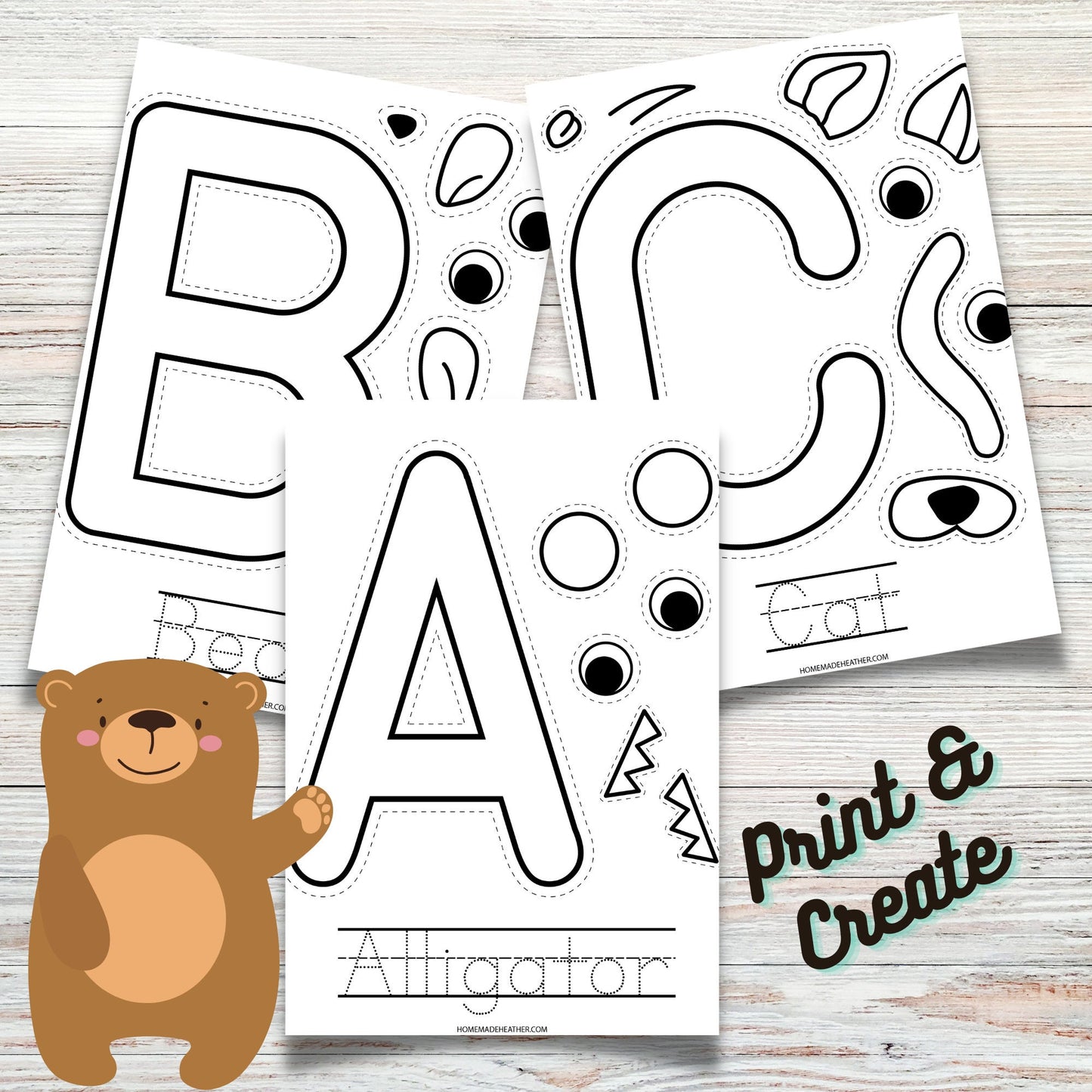 Alphabet Printable CRAFT Templates - Alphabet Animal Craft PDF - Instant Download
