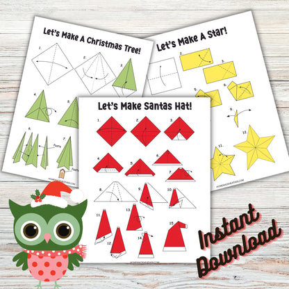 Origami Christmas Printable Pages - Christmas Origami PDF - Instant Download