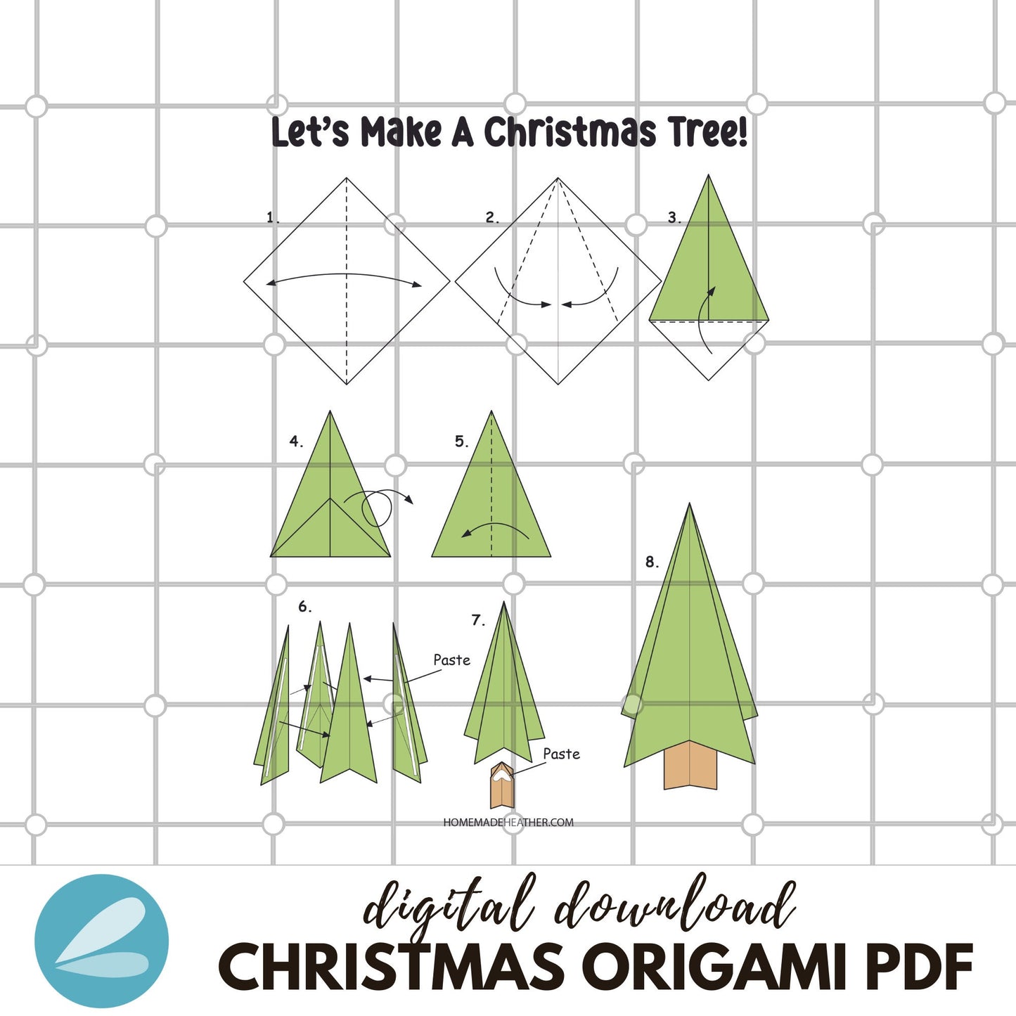 Origami Christmas Printable Pages - Christmas Origami PDF - Instant Download