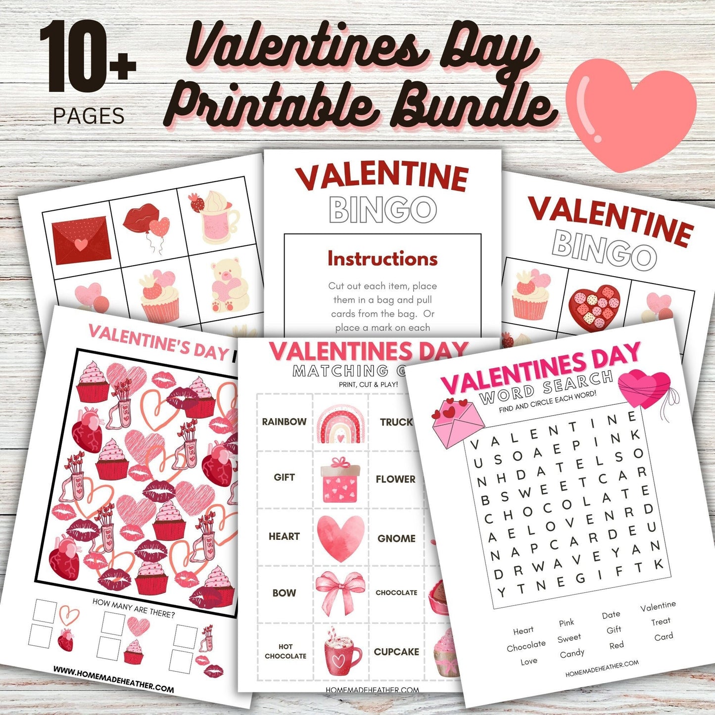 Valentines Day Printable Activity Bundle - Valentines Day Printable PDF - Instant Download