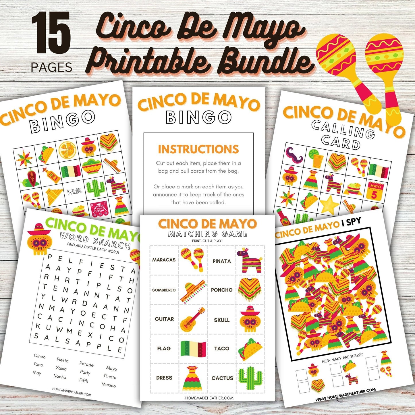 Cinco De Mayo Printable Activity Bundle - Cinco De Mayo Printable PDF - Instant Download
