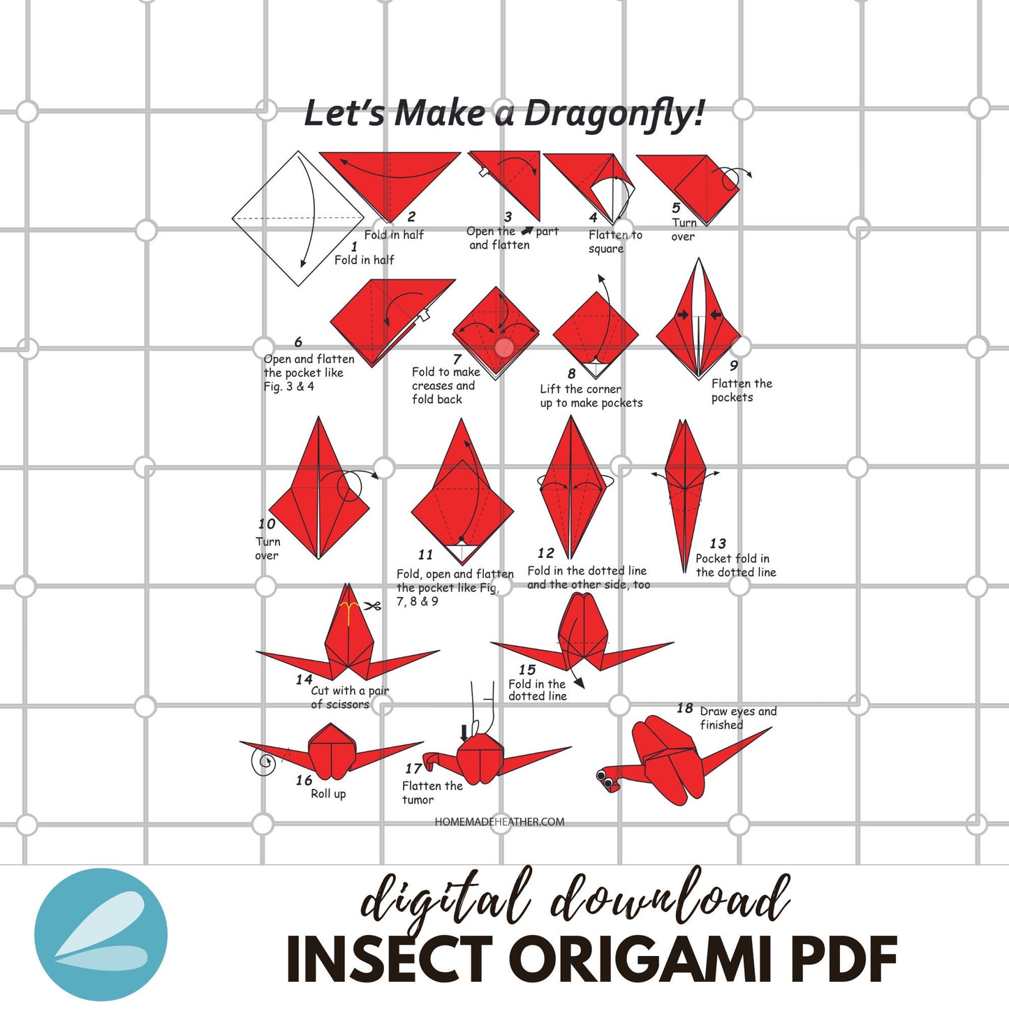 Origami Insect Printable Pages - Insect Origami PDF - Instant Download