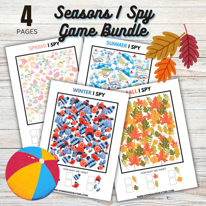 Four Season I Spy Printable Bundle - I Spy Seasons Printable PDF - Instant Download
