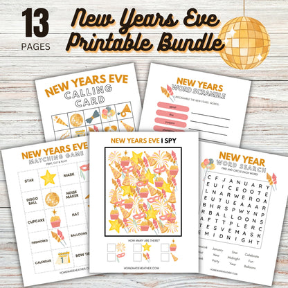 New Years Eve Printable Activity Bundle - New Years Printable PDF - Instant Download