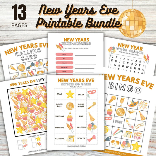 New Years Eve Printable Activity Bundle - New Years Printable PDF - Instant Download