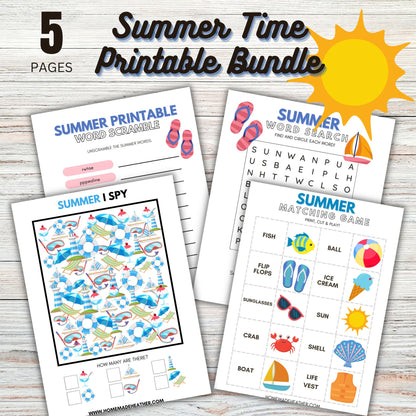 Summer Time Printable Bundle - Summer Time Bundle Printable PDF - Instant Download