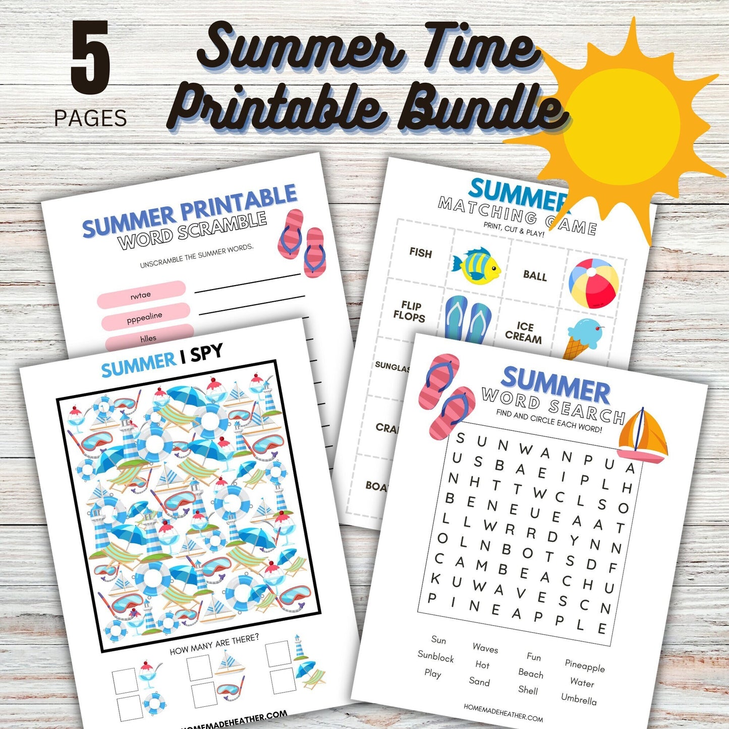 Summer Time Printable Bundle - Summer Time Bundle Printable PDF - Instant Download