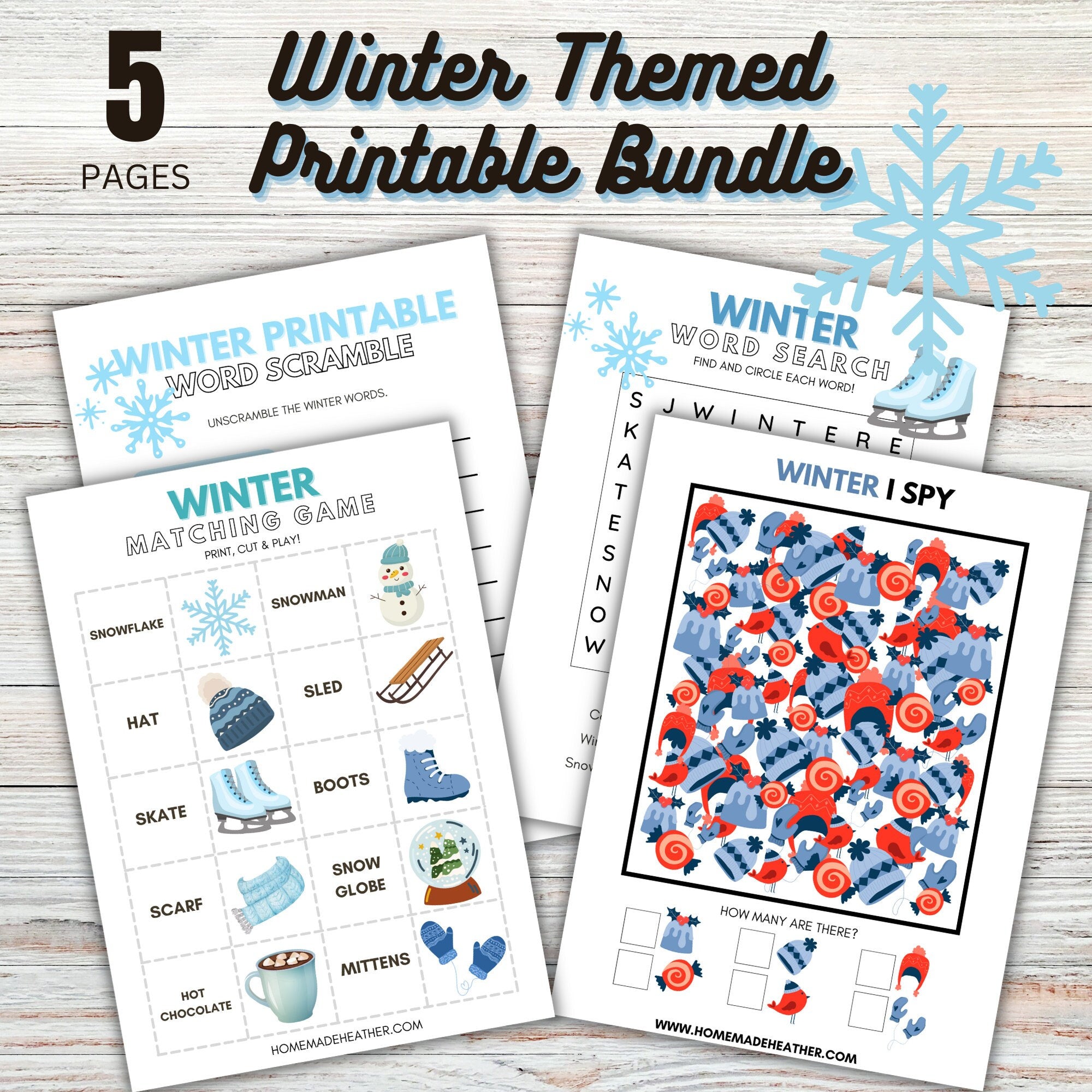 Winter Themed Printable Bundle - Winter Themed Bundle Printable PDF ...