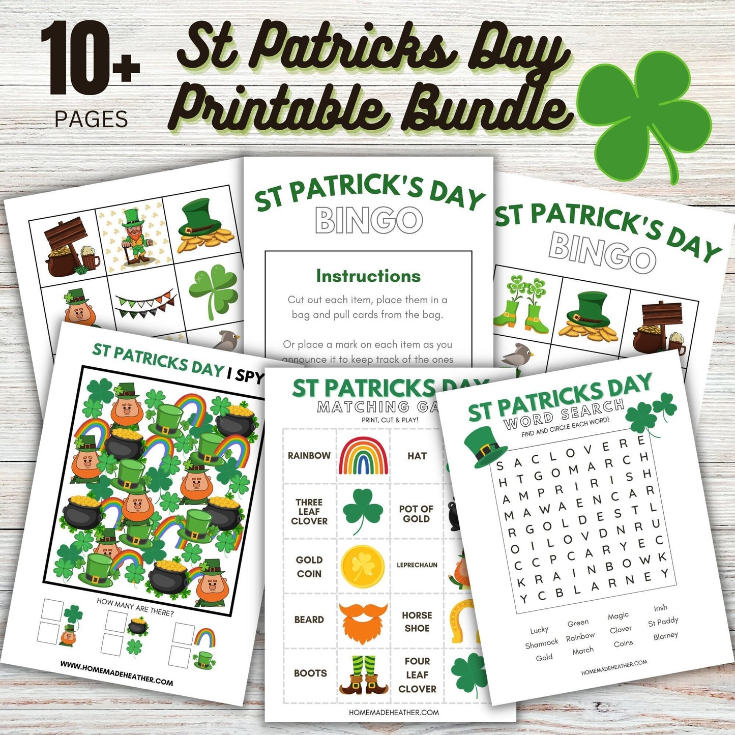 St Patricks Day Printable Activity Bundle - St Patricks Day Printable PDF - Instant Download