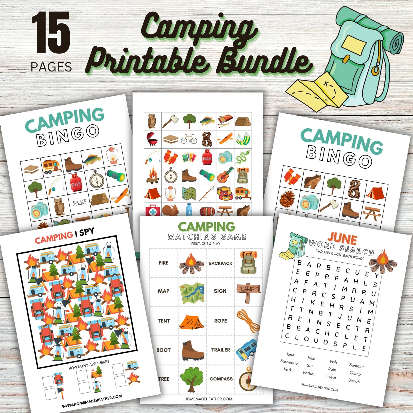 Camping Printable Activity Bundle - Camping Printable PDF - Instant Download