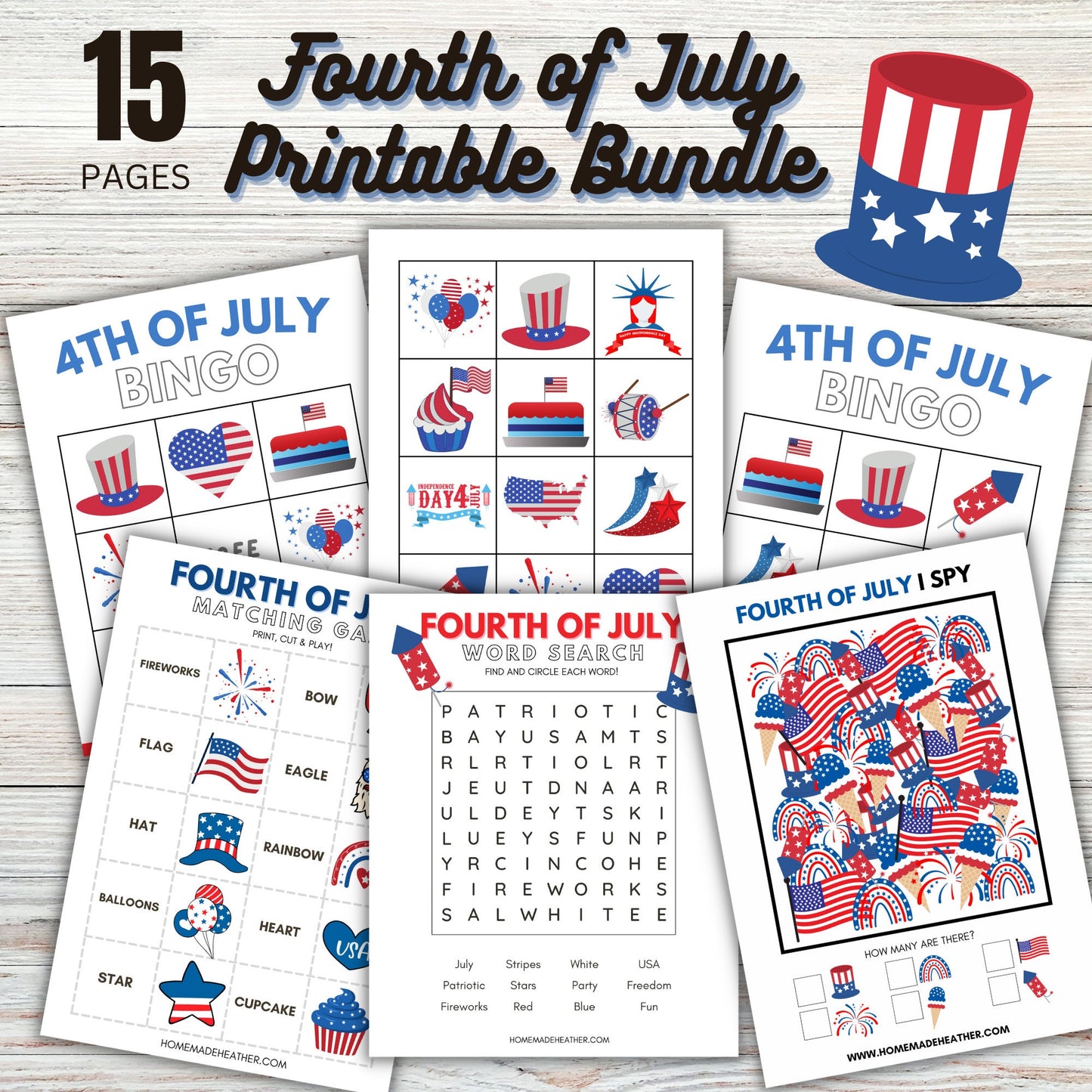 Fourth of July Printable Activity Bundle - Forth of July Printable PDF - Instant Download