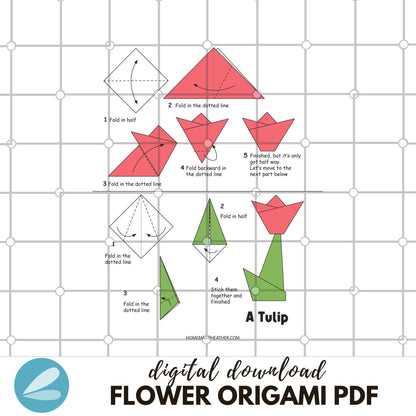 Origami Flower Printable Pages - Flower Origami PDF - Instant Download