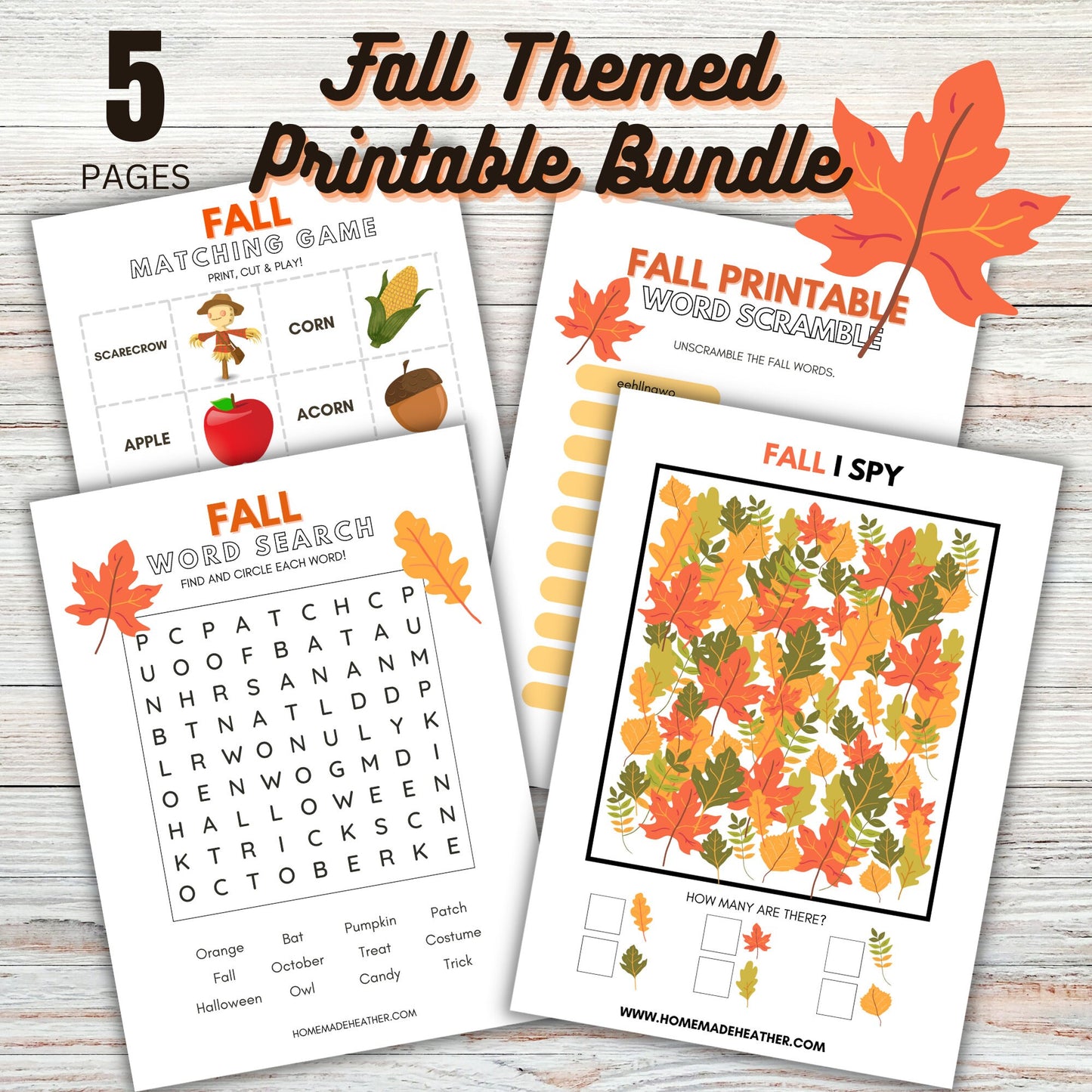 Fall Themed Printable Bundle - Fall Themed Bundle Printable PDF - Instant Download